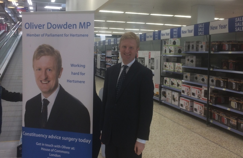 Oliver Dowden MP at Borehamwood Tesco - 06.01.17