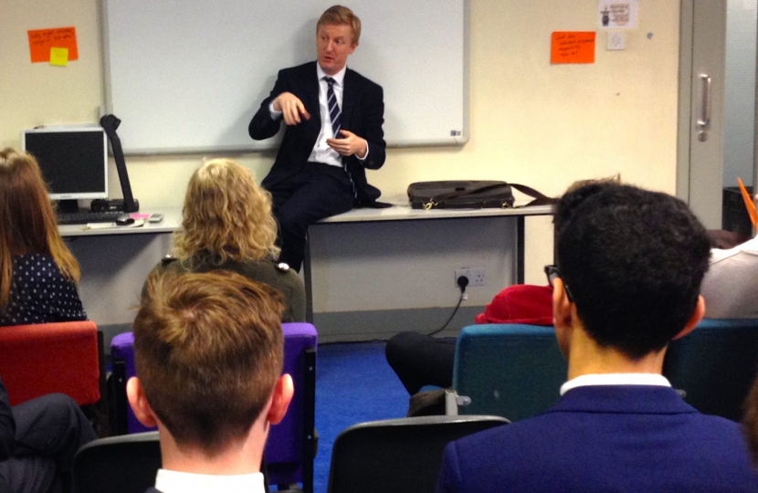 Oliver Dowden MP at Dame Alice Owen's School, Potters Bar