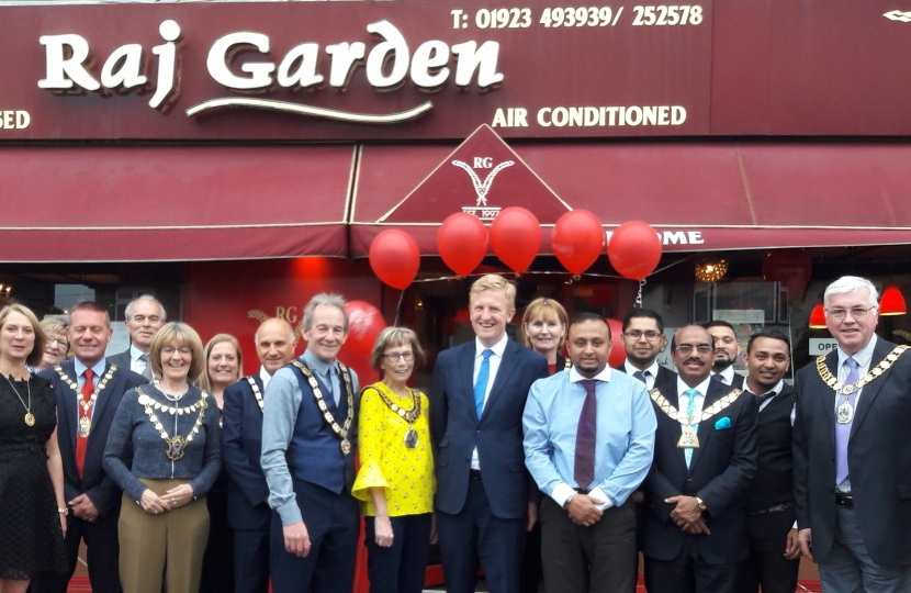 Oliver Dowden at the Raj Garden, Bushey