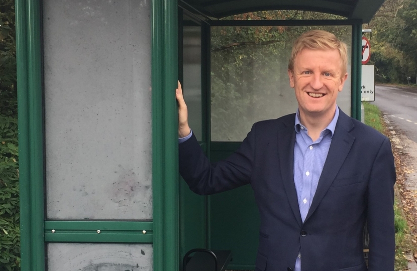 Oliver with the bus shelter on Barnet Lane