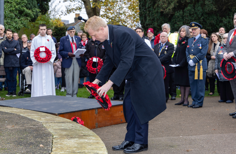 Oliver Laying Wreath at Remembrance Service