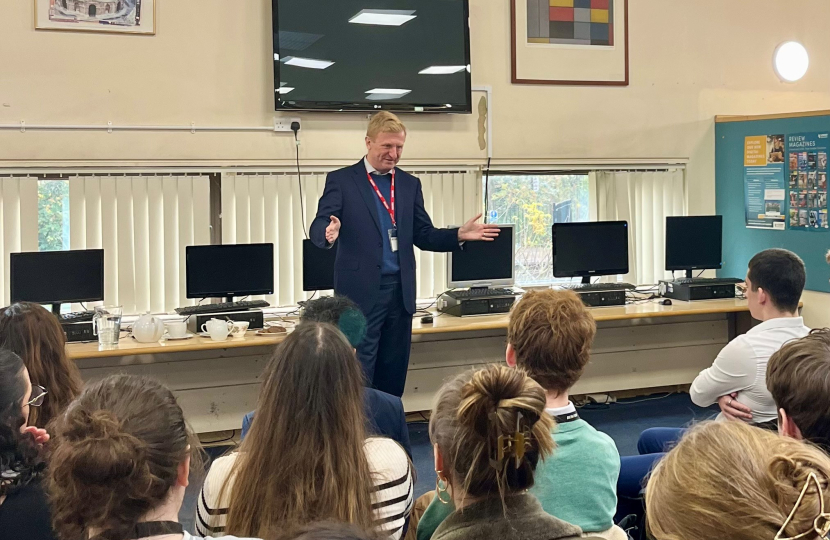 Oliver Speaking with Students at Dame Alice Owen's School