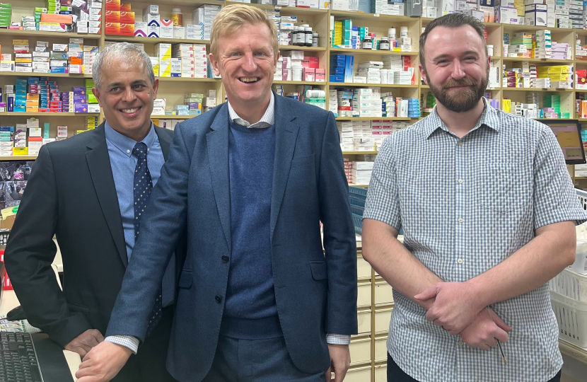 Oliver and Staff at Crown Pharmacy in Shenley