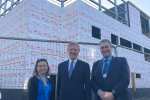 Mr Dowden with Chief Operating Officer, Mary Bhatti and Chief Executive Officer, Matthew Coats outside Watford General Hosptial