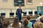 Oliver Speaking with Students at Dame Alice Owen's School