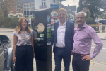 Oliver and Cllr Lucy Selby with Owner of Radlett Optician