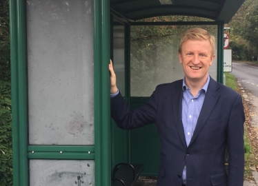 Oliver with the bus shelter on Barnet Lane