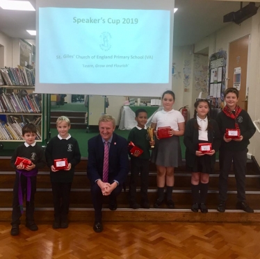 Oliver with the winners of the Speakers Cup