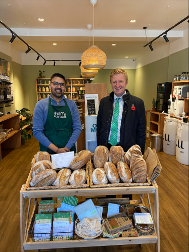 Oliver and Vishal with the bread on sale