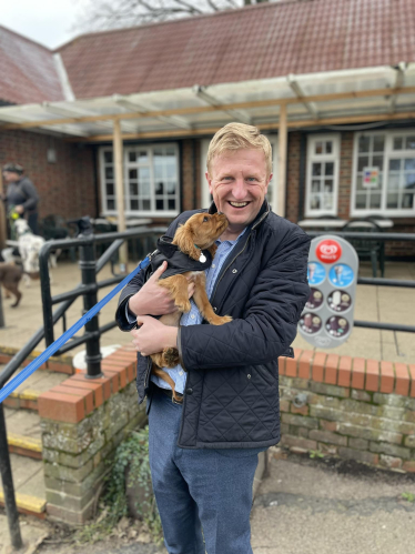 Oliver Dowden with Dog