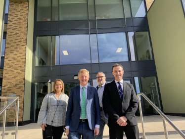 Mr Dowden with headteacher, Mr Peter Gillet, Cllr Morris Bright and Cllr Natalie Susman