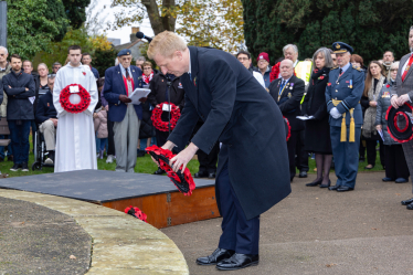 Oliver Laying Wreath at Remembrance Service