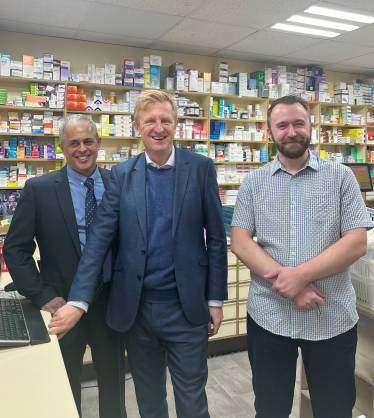 Oliver and Staff at Crown Pharmacy in Shenley